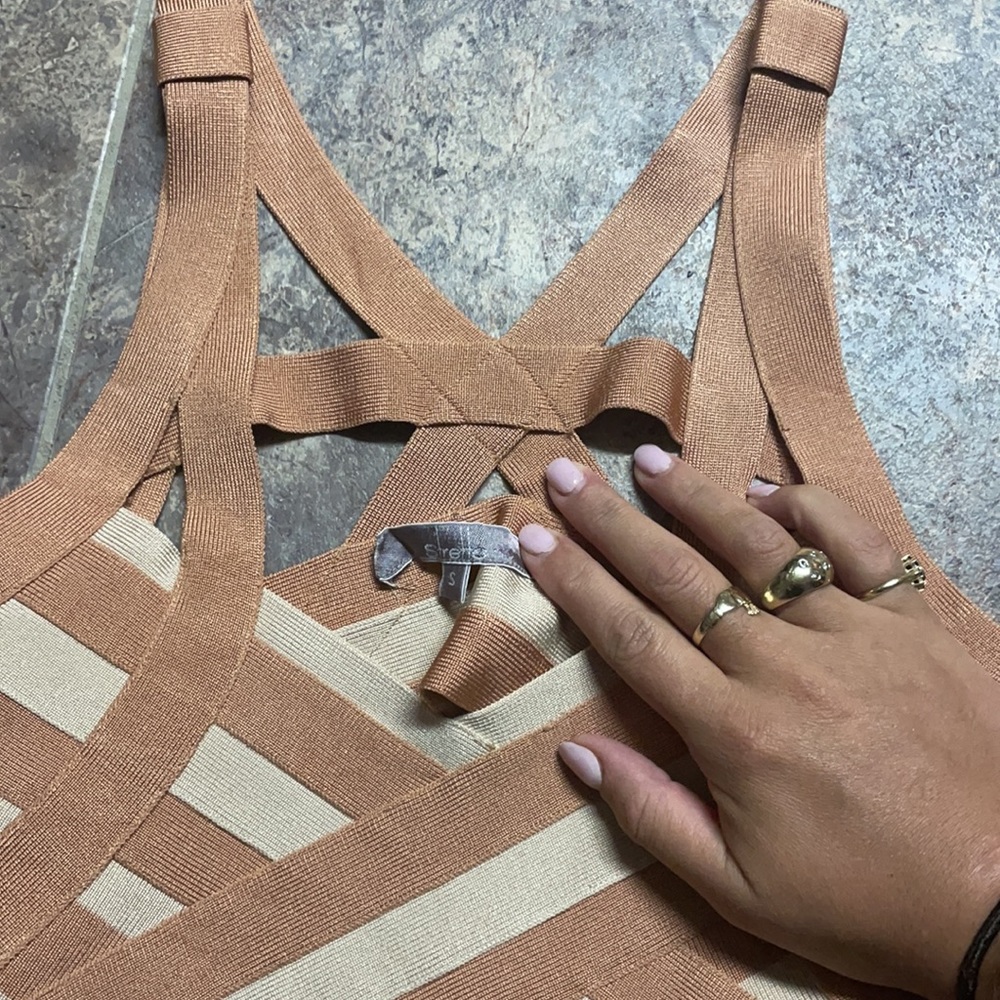 NWOT Stretta bandage bodycon two tone dress - Picture 2 of 5